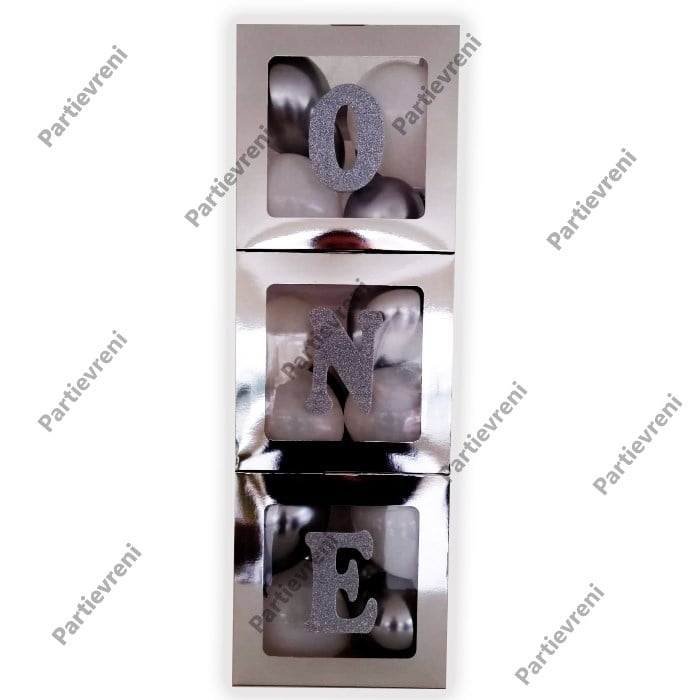 Şeffaf Kutu ve Harf - Gümüş - 25 Cm