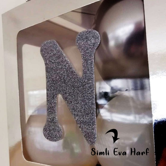 Şeffaf Kutu ve Harf - Gümüş - 25 Cm