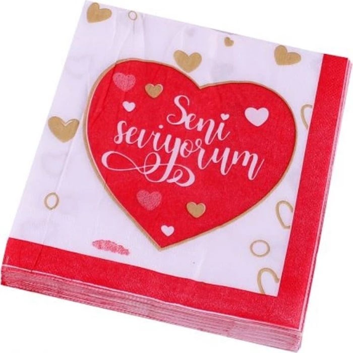 Seni Seviyorum Temalı Peçete 20 Adet