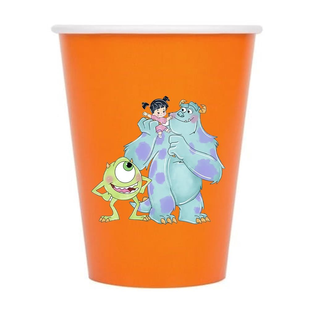 Sevimli Canavarlar Temalı Turuncu Bardak 5 Adet