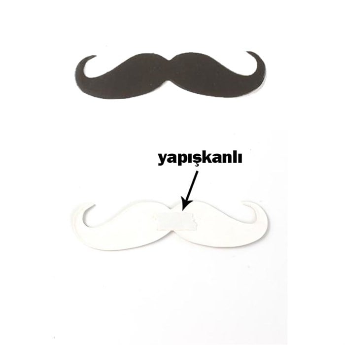 Siyah Beyaz Çizgili Bıyık Temalı Kağıt Pipet