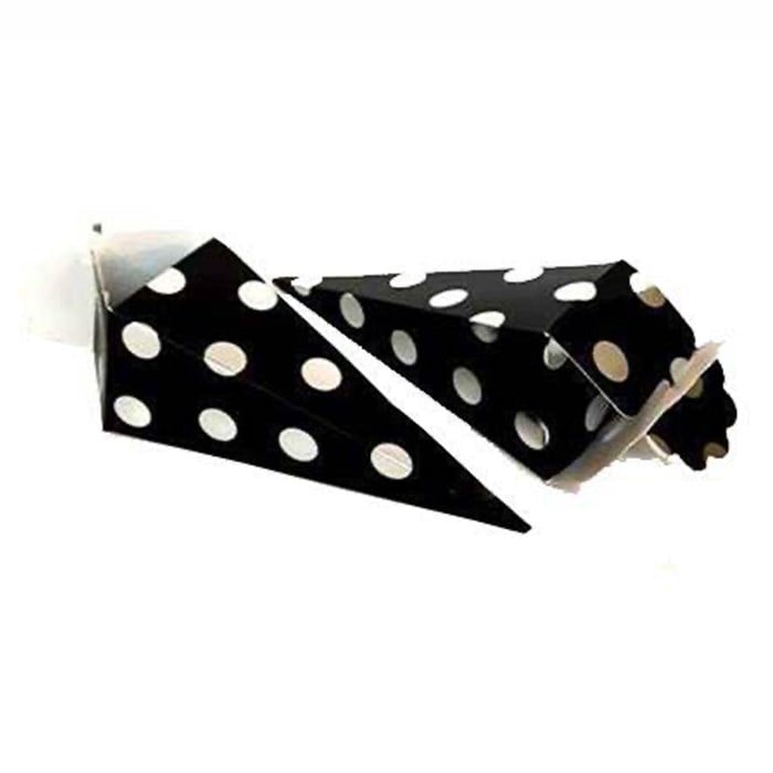 Siyah Gümüş Puantiyeli Şeker Külahı 10 Adet