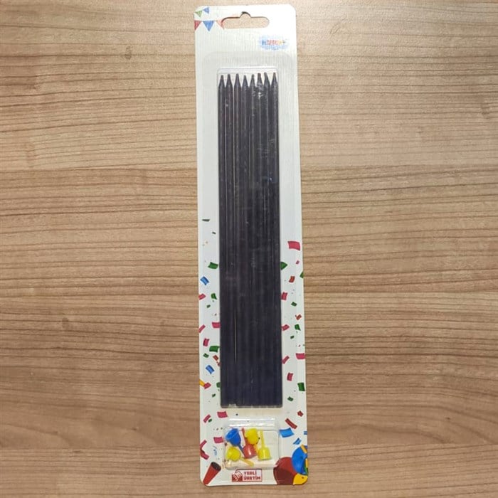 Siyah Uzun Mum 8 Adet