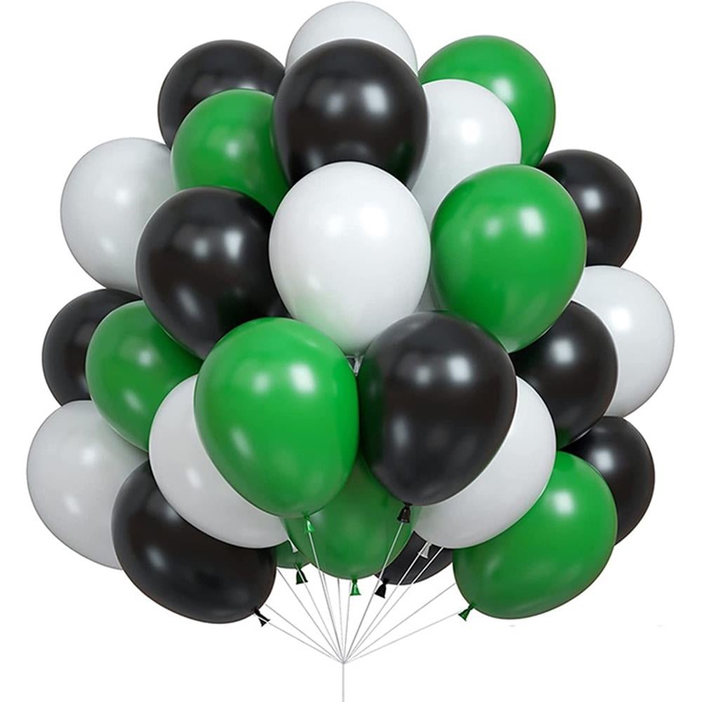 Siyah Yeşil Beyaz Karışık Balon Seti 10'lu