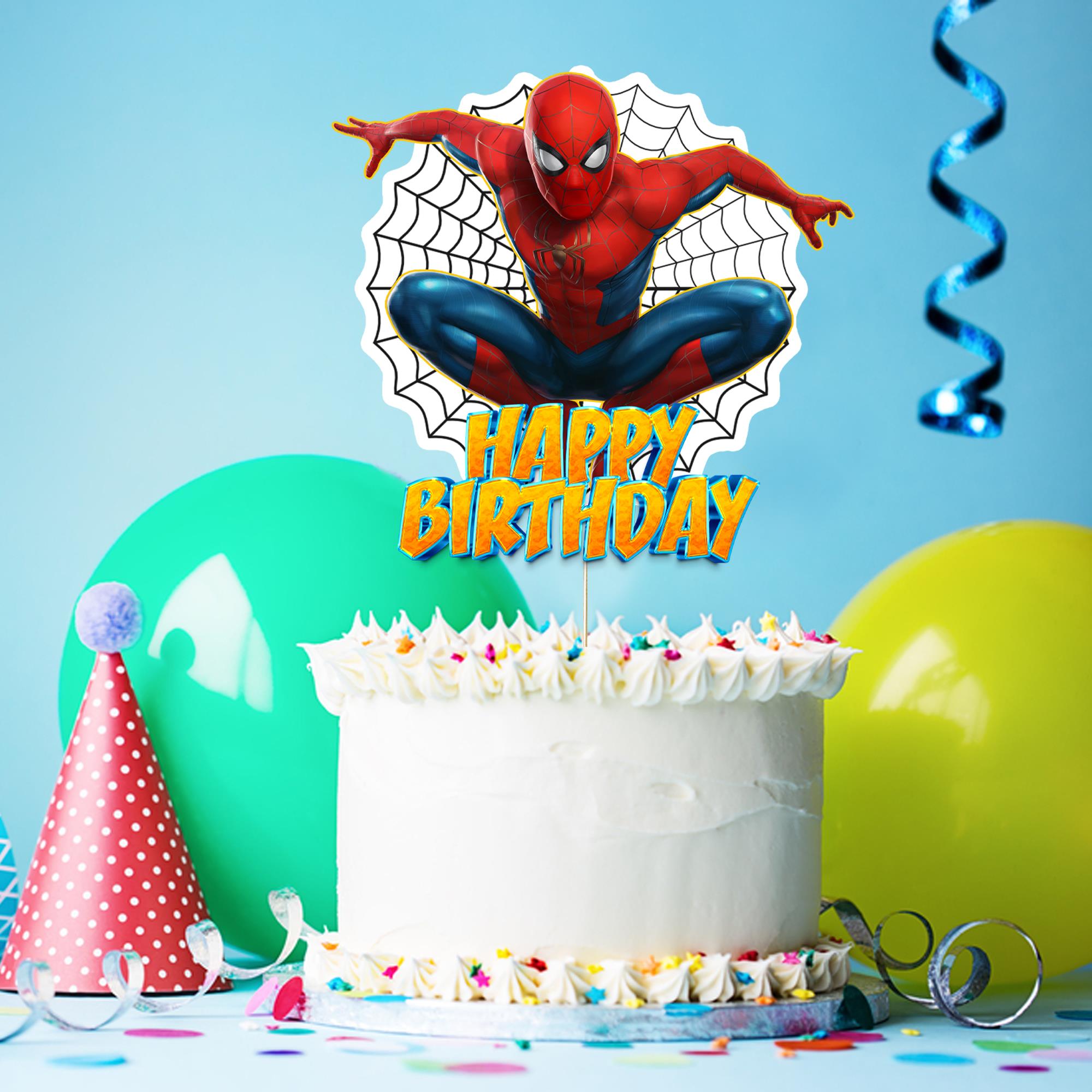 Spiderman Konsepti Happy Birthday Pasta Süsü