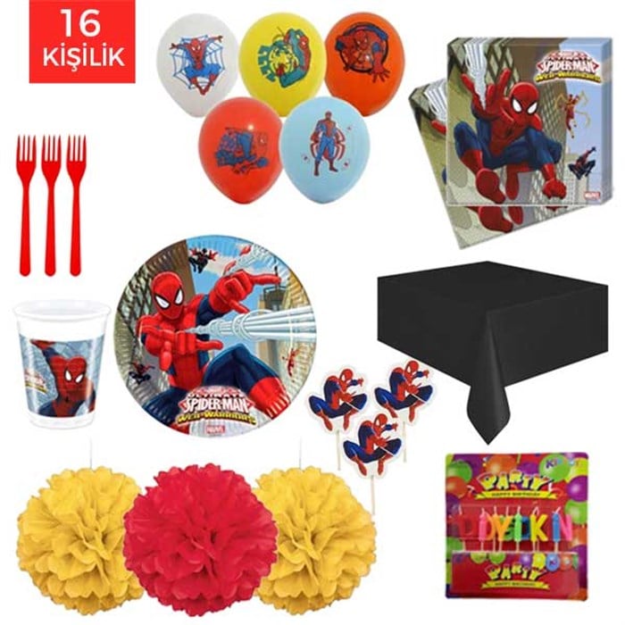 Spiderman Parti Malzemeleri Ekonomik Parti Seti 16 Kişilik