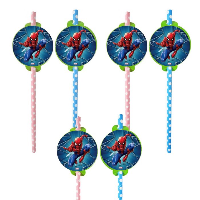 Spiderman Temalı Pipet - 6 Adet