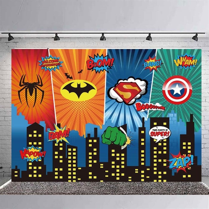 Superhero Doğum Günü Branda Afişi - 3 Boy Seçenekli