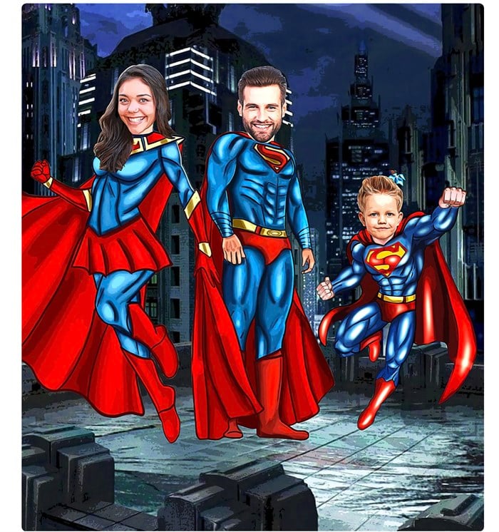 Superman Aile Tablosu Kişiye Özel Poster