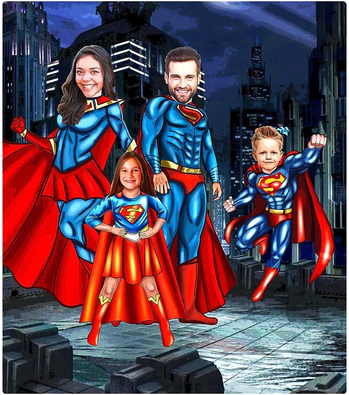 Superman Aile Tablosu Kişiye Özel Poster