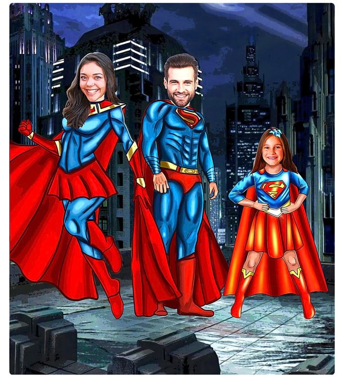 Superman Aile Tablosu Kişiye Özel Poster