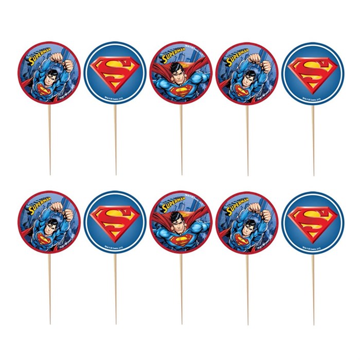 Superman Doğum Günü Temalı Lisanslı Kürdan 10'lu