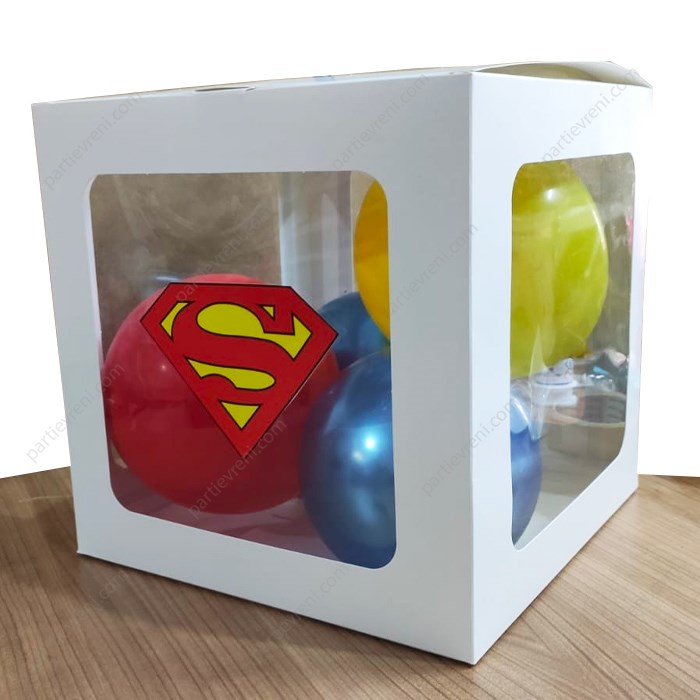 Superman Temalı Şeffaf Kutu Seti 25 cm