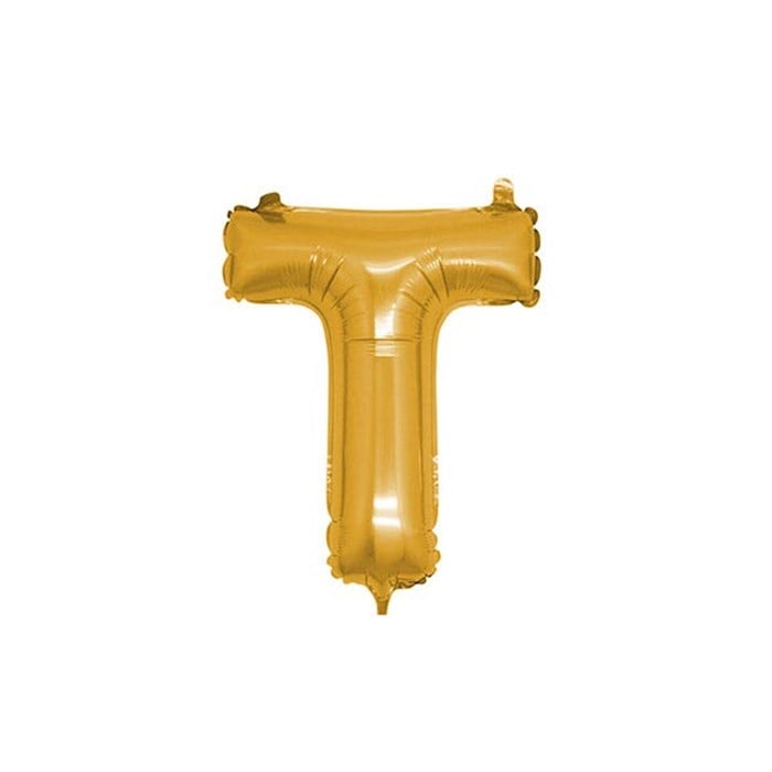 T Harfi Altın Folyo Balon 40 Cm