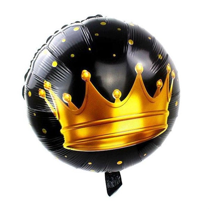 Taç Desenli Siyah Folyo Balon