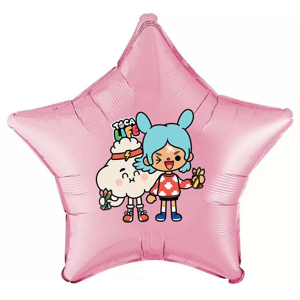 Toca Life World Etiketli Pembe Yıldız Folyo Balon