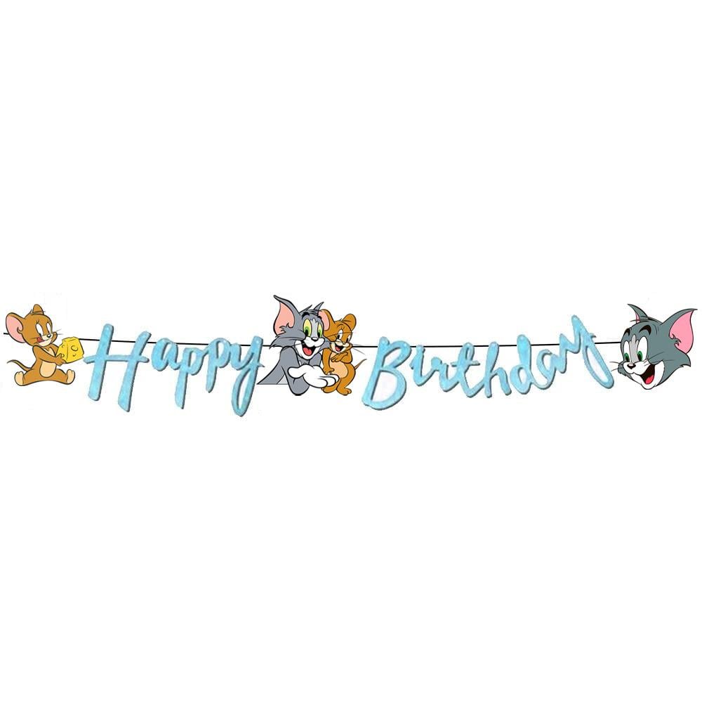 Tom ve Jerry Happy Birthday Kaligrafi Banner