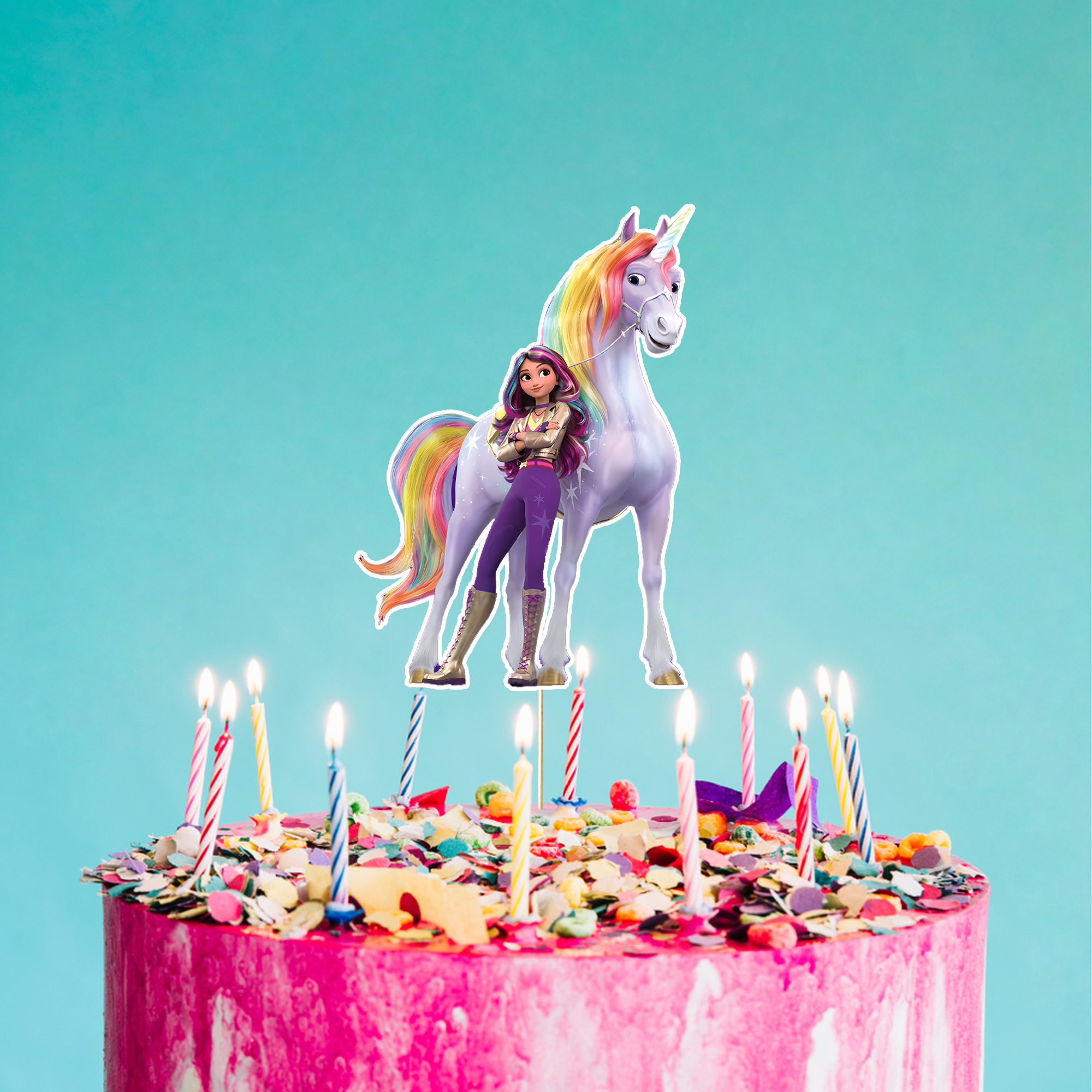 Unicorn Akademisi Temalı Çubuk Pasta Süsü