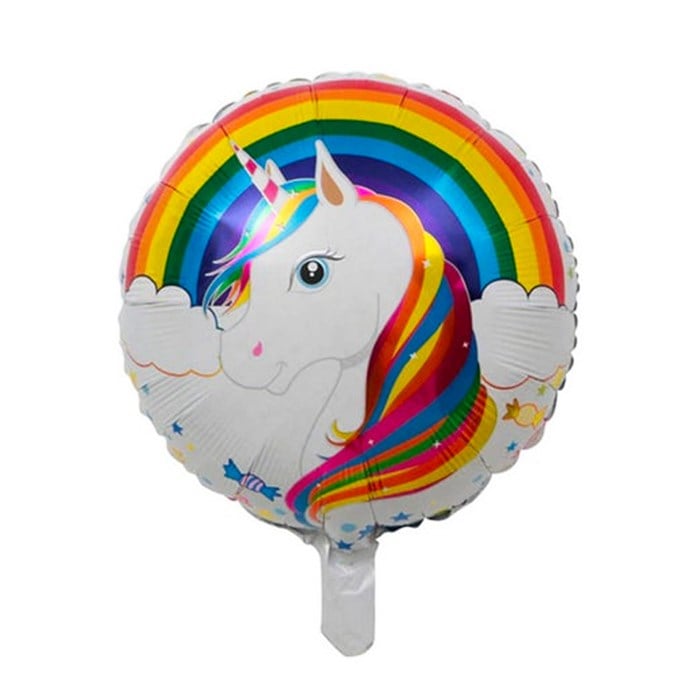 Unicorn Gökkuşağı Yuvarlak Folyo Balon