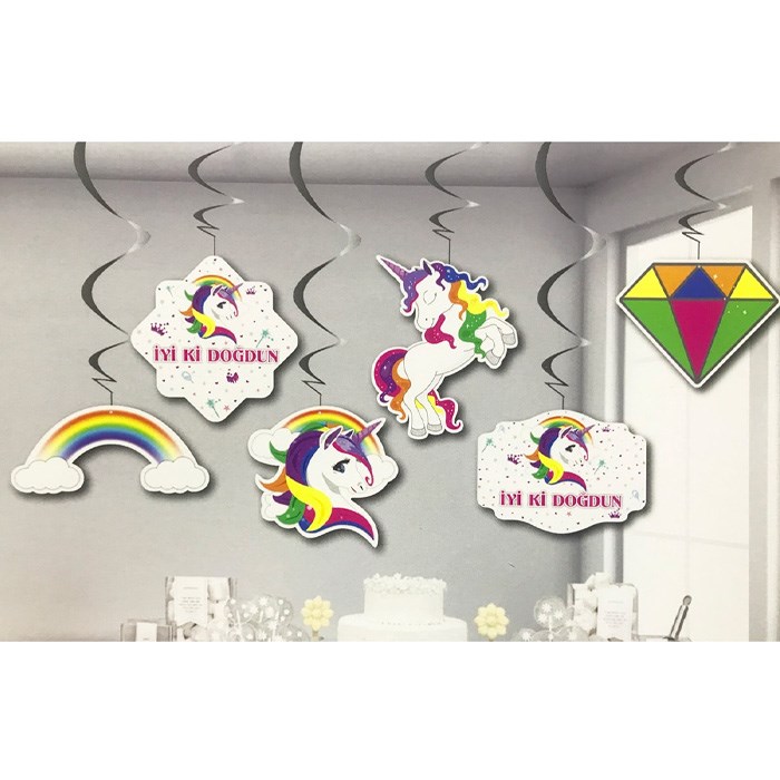 Unicorn Temalı Asma Süs Seti 6'lı