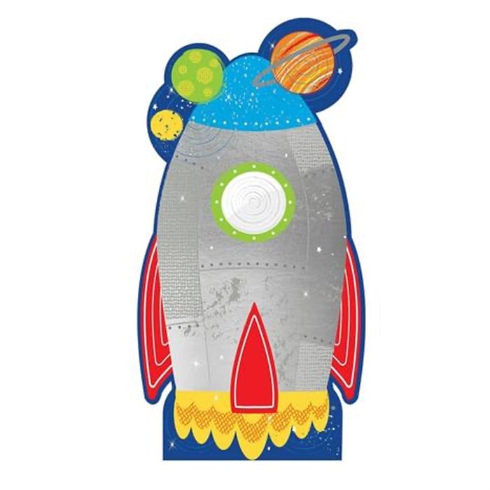 Uzay Roket Temalı Sticker 12 cm 1 adet