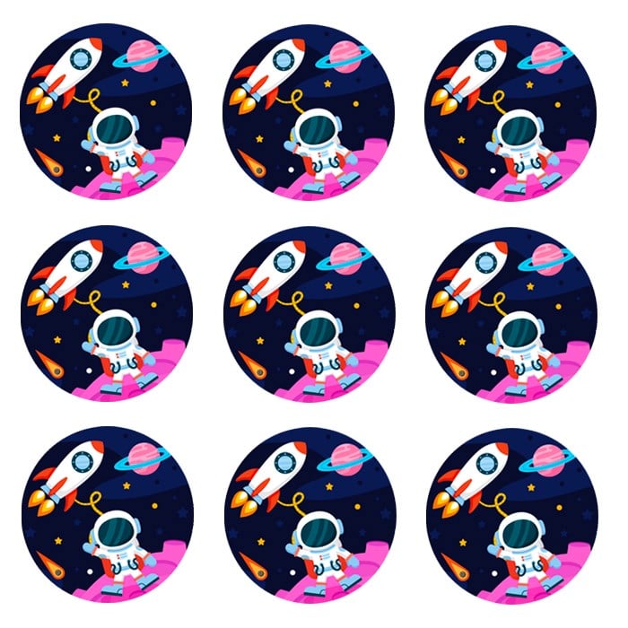 Uzay Temalı Sticker 10 Adet - 5 cm