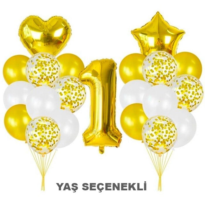 Yaş Seçenekli Gold Balon Seti