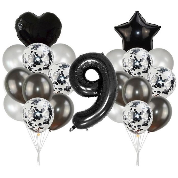 Yaş Seçenekli Siyah Balon Seti