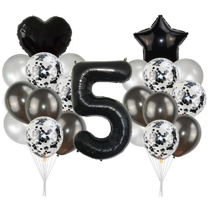 Yaş Seçenekli Siyah Balon Seti