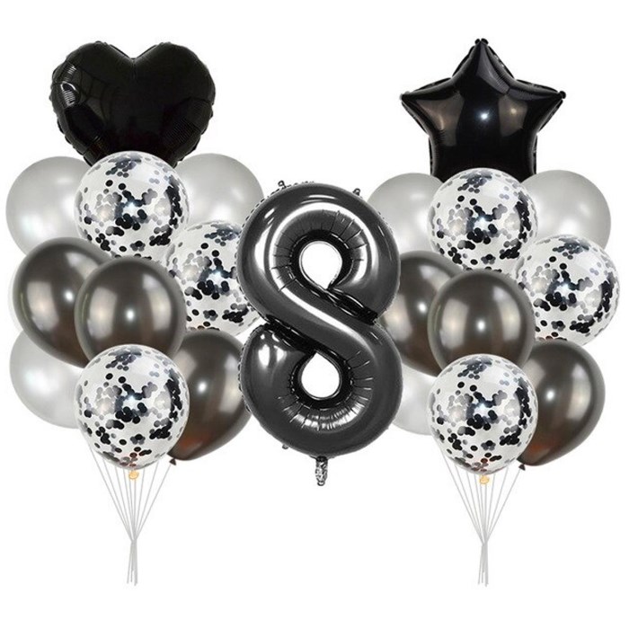 Yaş Seçenekli Siyah Balon Seti