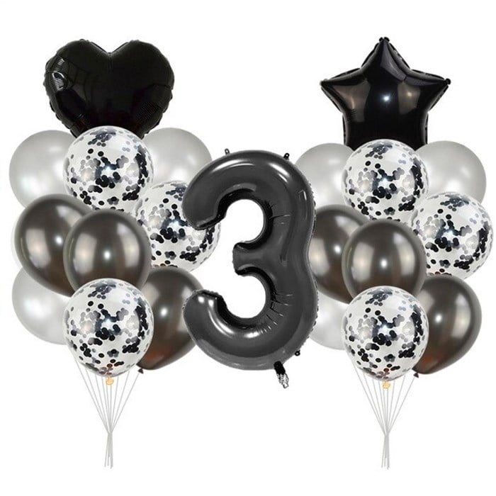 Yaş Seçenekli Siyah Balon Seti