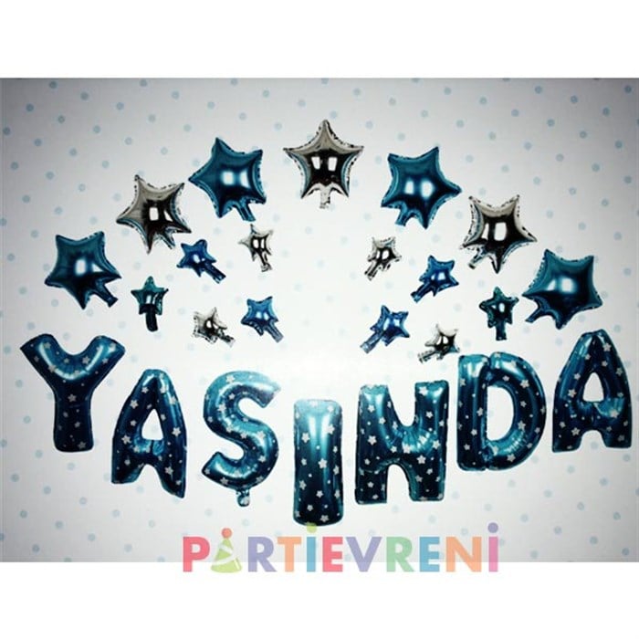 Yaşında Yazılı Mavi Folyo Balon Seti