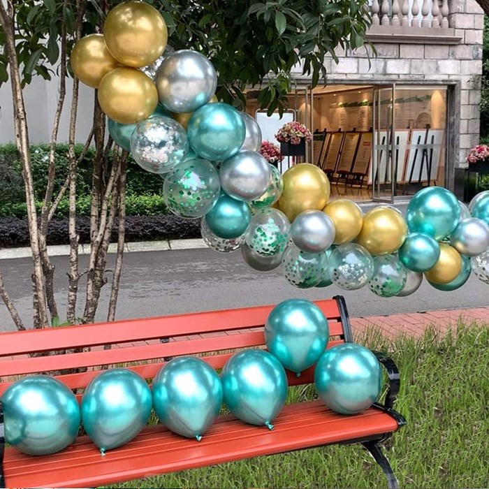 Yeşil Krom Kaplı Metalik Balon - 5 Adet