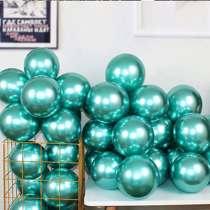 Yeşil Krom Kaplı Metalik Balon - 5 Adet