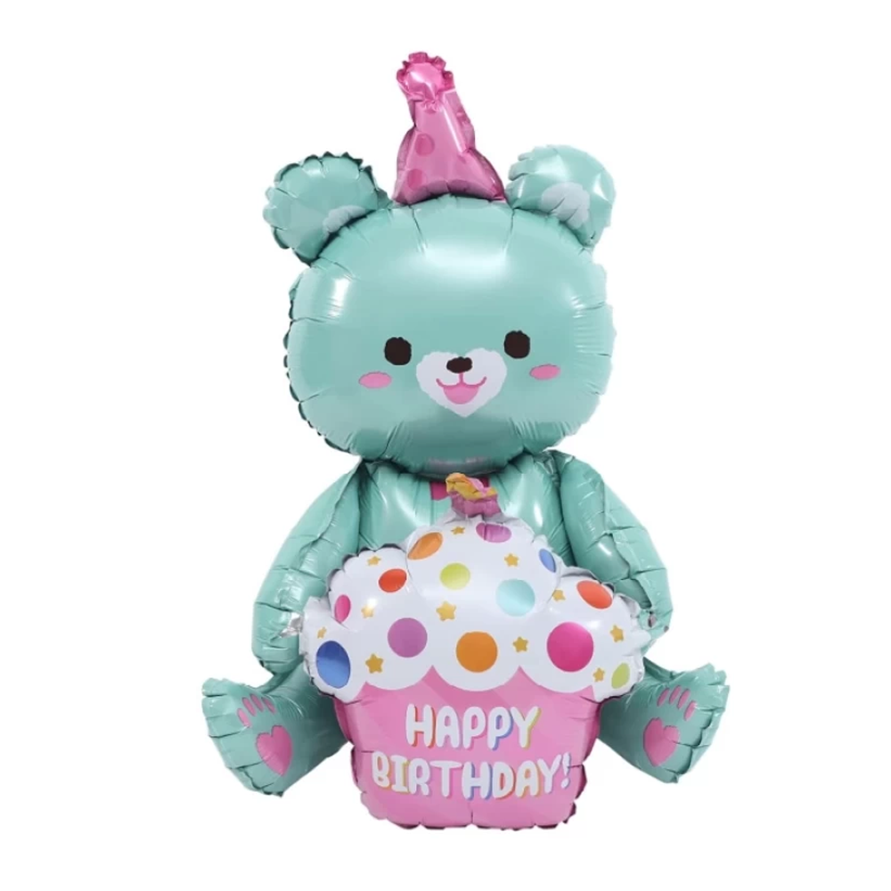 Yeşil Oturan Ayı Folyo Balon