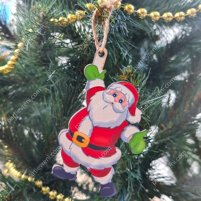 Yılbaşı Ağaç Süsü Ahşap Noel Baba Şekilli - 2 Adet