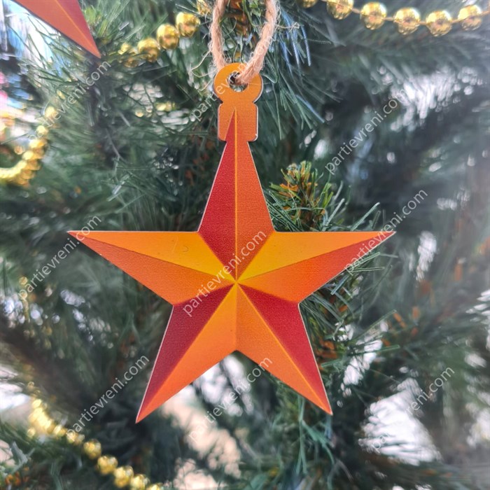 Yılbaşı Ağaç Süsü Ahşap Yıldız Şekilli - 2 Adet