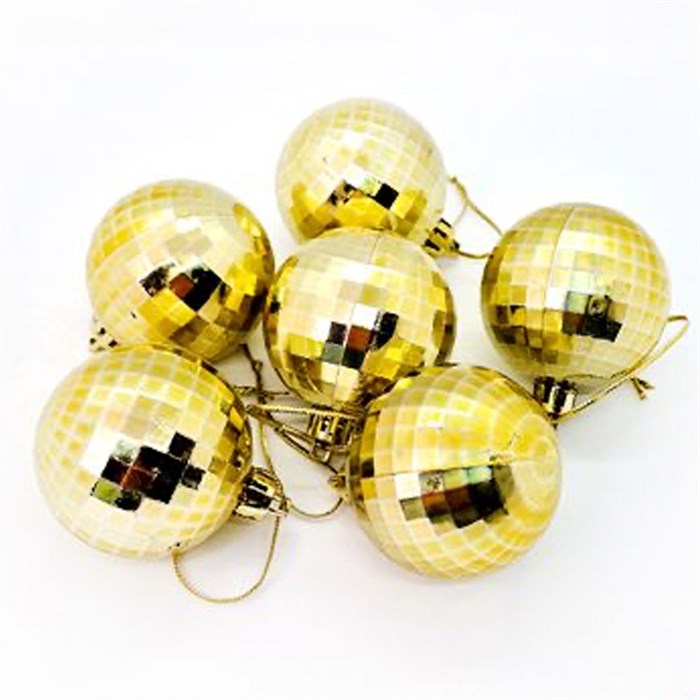 Yılbaşı Ağacı Gold Disko Top Süs 6 cm - 6 Adet