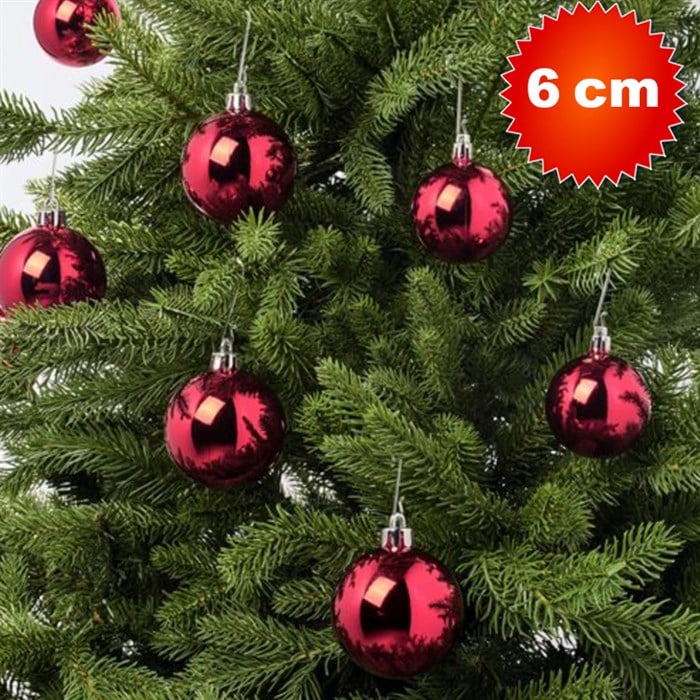 Yılbaşı Ağacı Kırmızı Top Süs 6 cm 4'lü
