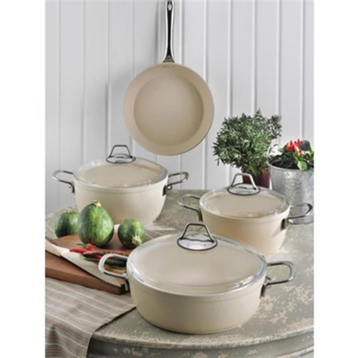 Pierre Cardin Graniks Metal Saplı Krem 7 PrçTencere Setleri