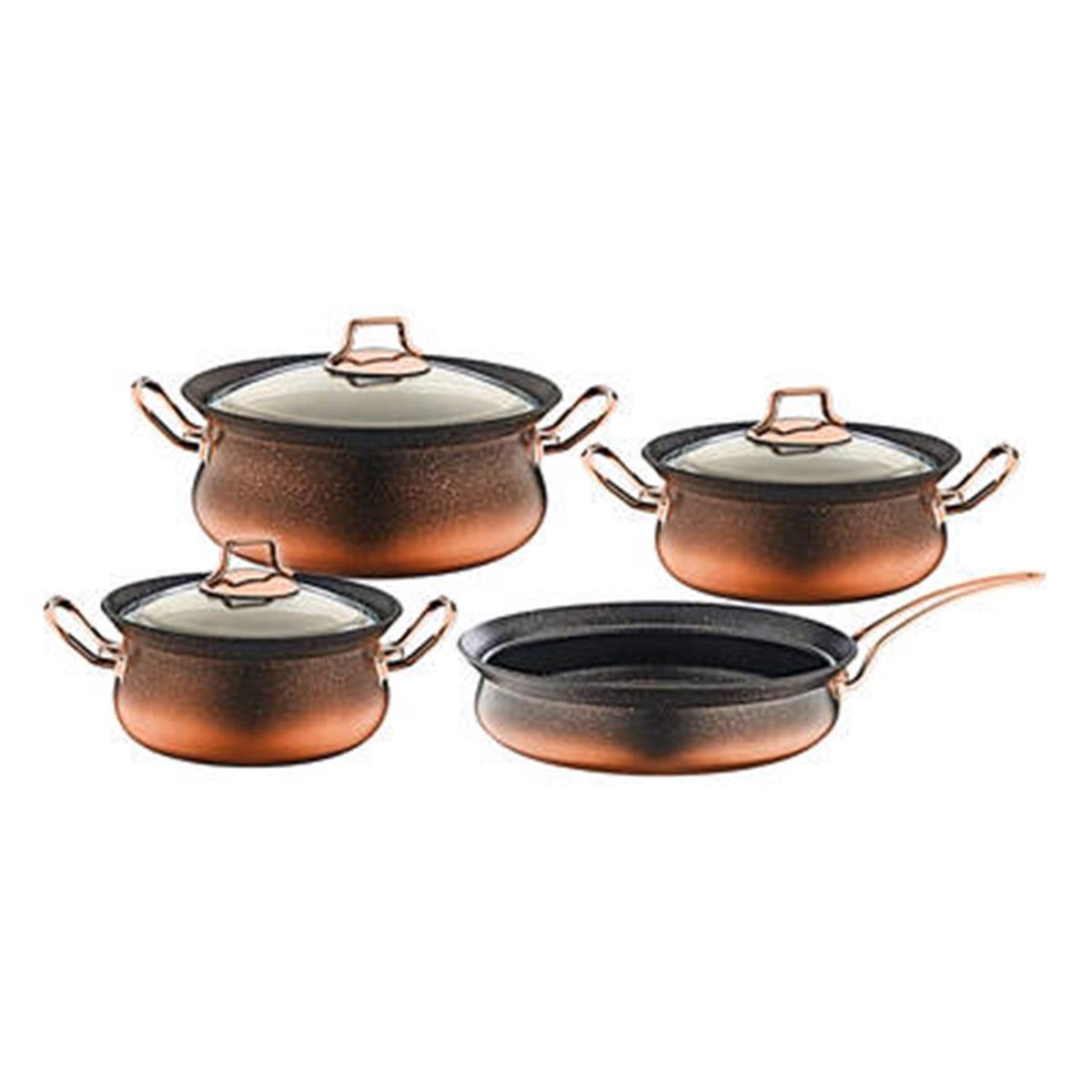 Oms 3044 7 Parça Granit Bakraç Tencere Seti BakırTencere Setleri