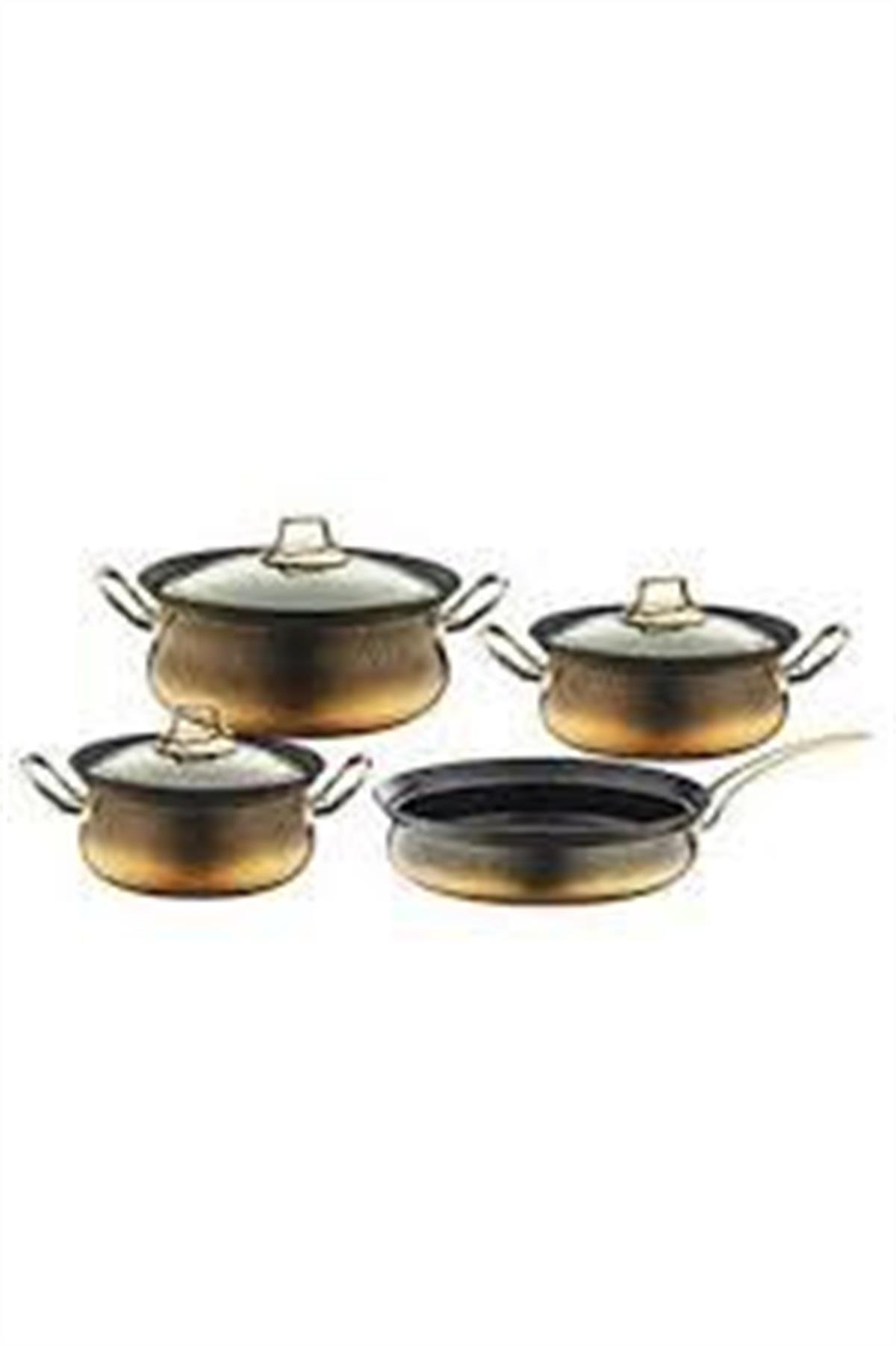 Oms Granit Bakrac 7 Parça Gold Tencere Seti 3044Tencereler