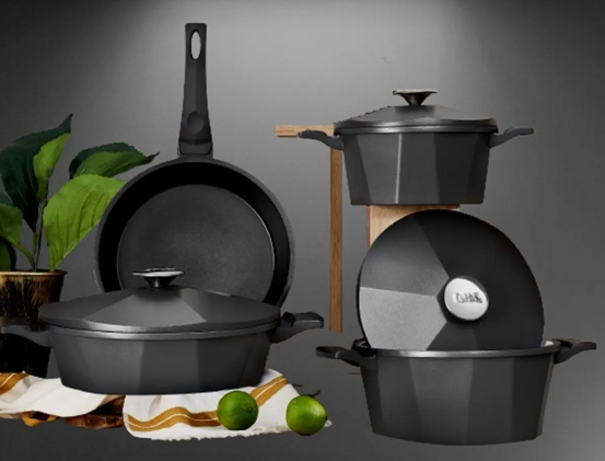 OMS PASLANMAZ Oms 3534 Dodeca 7 Parça Kuvars Granit Döküm Tencere SetiTencere Setleri