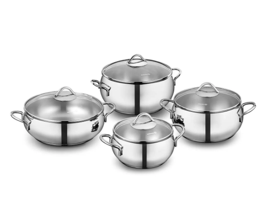 KORKMAZ A1807 Tombik 8 Parça Tencere SetiTencere Setleri