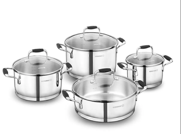 KORKMAZ A1979 Flora 8 Parça Siyah Tencere SetiTencere Setleri