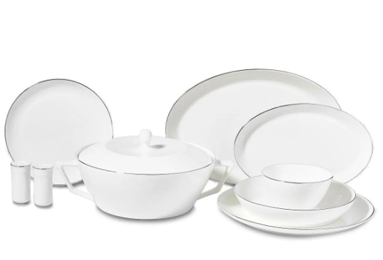 KORKMAZ Lines Collection 58 Parça Platin Yuvarlak Yemek Takımı A8264Yemek Takımları