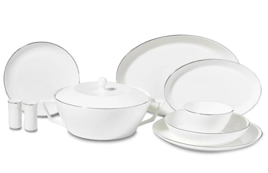 KORKMAZ Lines Collection 58 Parça Platin Yuvarlak Yemek Takımı A8264Yemek Takımları