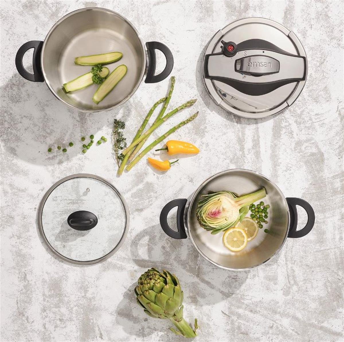 Emsan Presso-s 4+6 Lt Siyah DüdüklüDüdüklü Tencereler