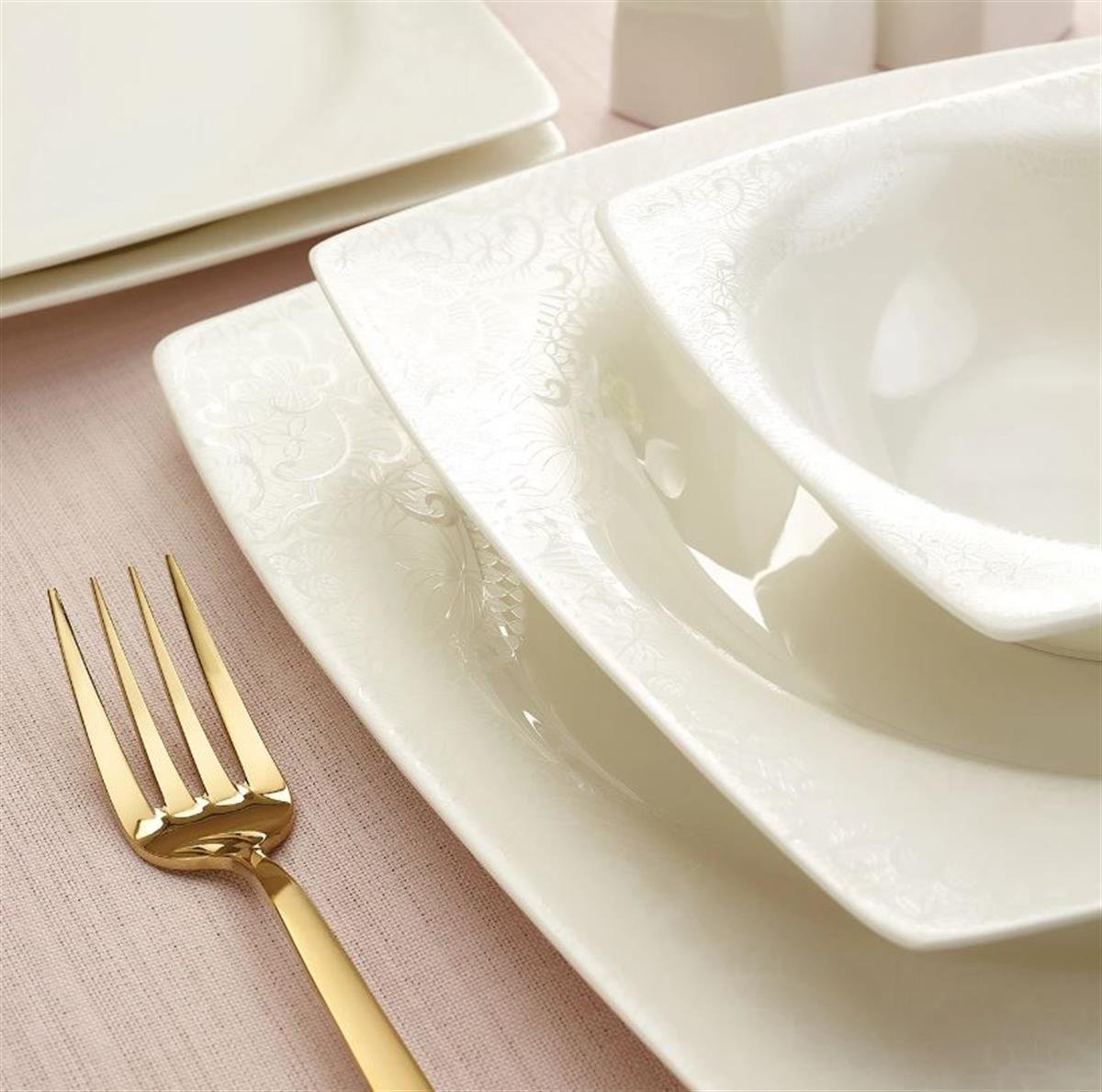 Emsan Fine Bone Meyra Yemek Takımı 61 Prç KareYemek Takımları