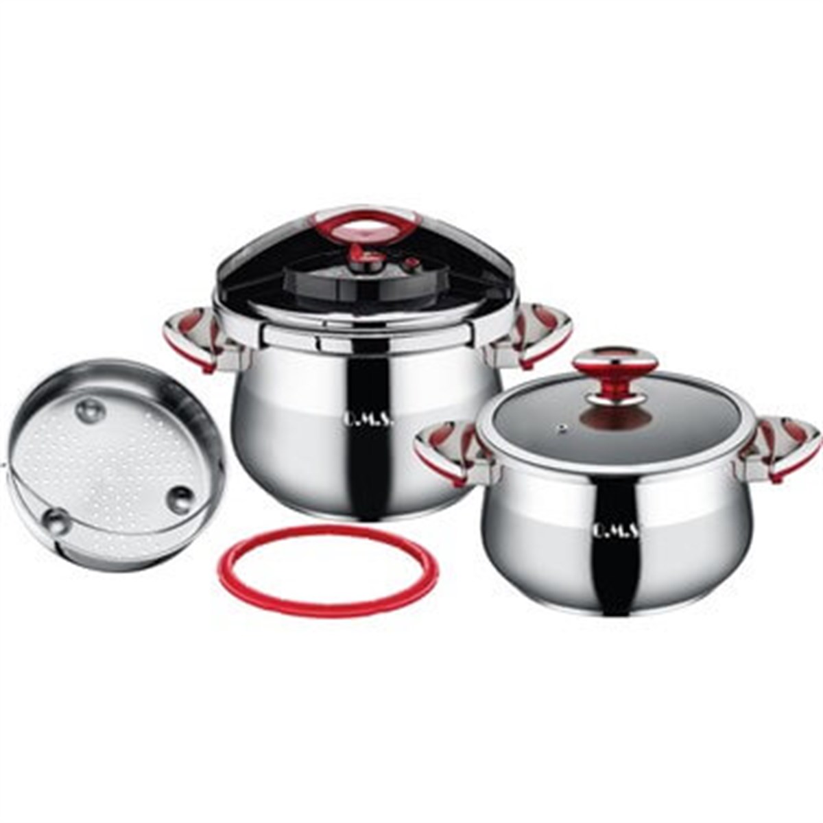 OMS Çok Fonksiyonlu Matik Düdüklü Tencere - Kırmızı KulpEv Tekstili